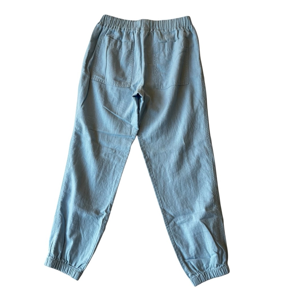 Love Tree pants Small Light blue Linen Viscose Tapered joggers Womens Pull on - Picture 2 of 8
